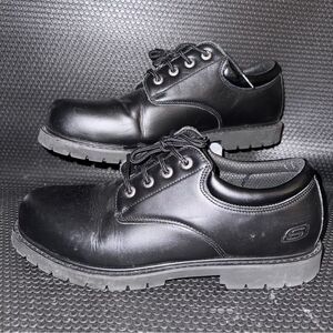 Skechers Cottonwood Elks Work Black Leather Slip Resistant Oxfords Men’s Size 14